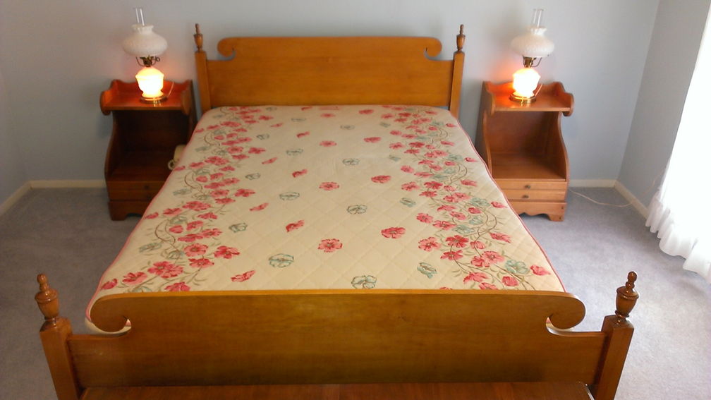 maple bed, full size, matching night stands