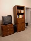 tall oak bookcase desk & short chest of drawers